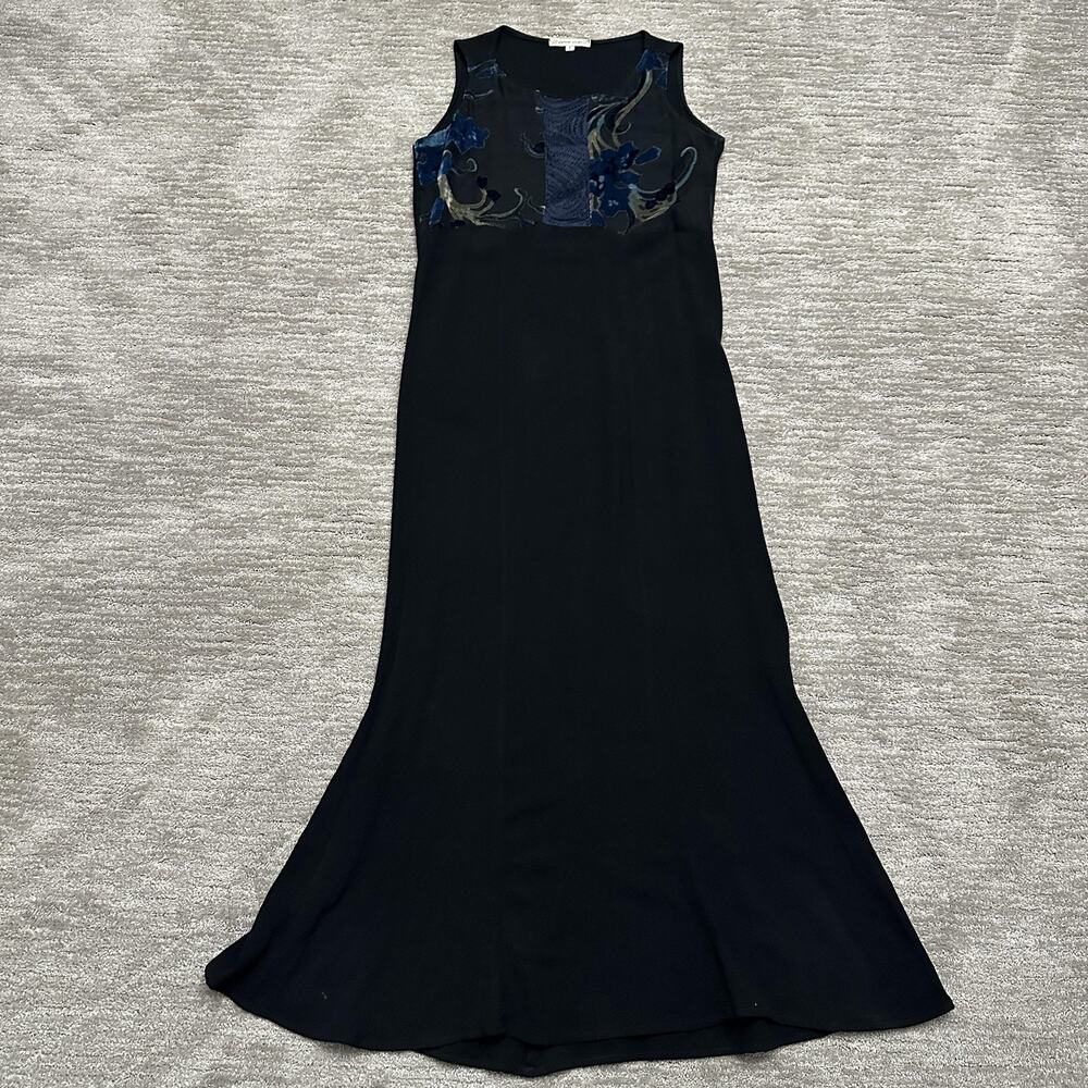 Spencer Alexis Dress Jacket Set Womens 6 Black Blue Velvet Floral Boho Formal - Picture 5 of 16